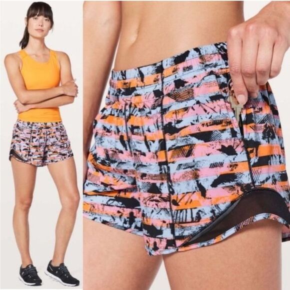 Lululemon Hotty Hot Short II Long 4" Inversion Multi Black size 6 colorful - Picture 1 of 6